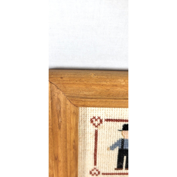 Amish Mennonite Couple Completed Cross Stitch Farmhouse Americana Rustic 5" - Picture 8 of 15